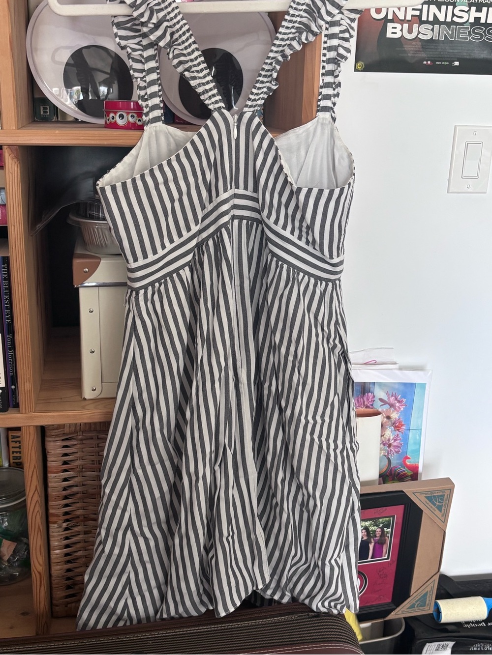 Madewell Black and White Striped Midi Sundress